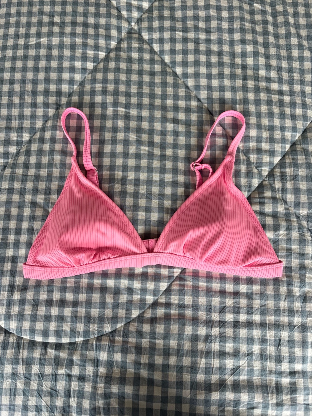 Ribbed Triangle Bikini Top - Pink